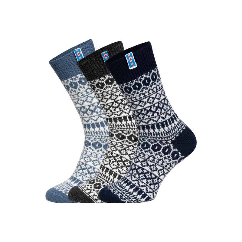 One Pair of 60% Wool Socks Island Flag Scandinavian Design,