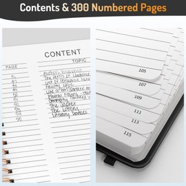 Forvencer Lined Spiral Journal Notebook with 300 Numbered Pages, B5 College Ruled Thick Journals for Writing with 100GSM Paper, Hardcover Notebooks with Contents for Work, School, Women, Men, Black