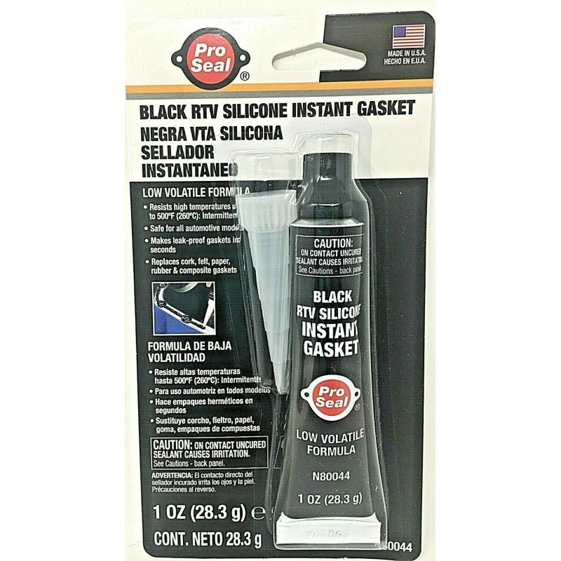 ProSeal Adhesive Black Rtv Silicone Instant Gasket 1 oz Low