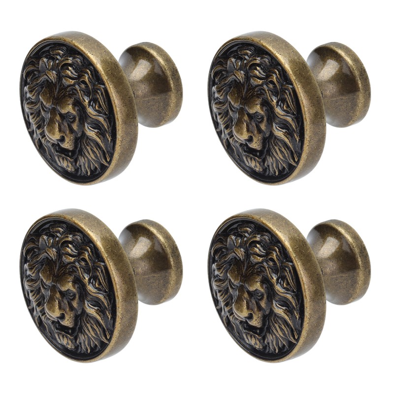 4Set Lion Head Zinc Alloy Cabinet Door Handle Modern Antique