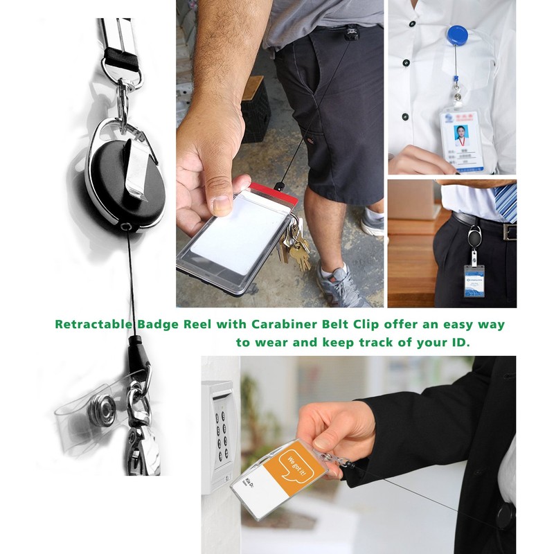 Retractable Badge Reel with Claw Clasp and Clip for Id