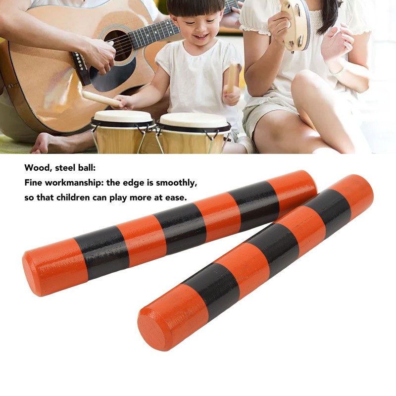 1 Pair Rhythm Sticks Wooden Case Iron Beads Sand Stick