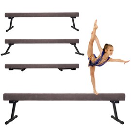 YANGG 6FT/8FT Gymnastic Balance Beam,Adjustable High and Low Level Floor Beam - Highly Stable - Gym Practice Training Equipment for Kids Children Girls Home (6FT, Grey)