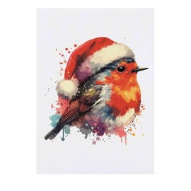 'Robin Wearing a Santa Hat' Temporary Tattoo - Water Resistant, Skin-Safe, Non-Toxic Transfer (TO00079805)