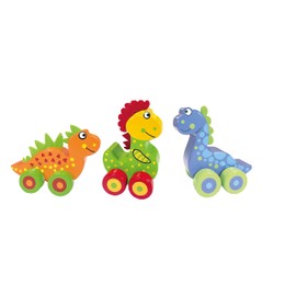 Orange Tree Toys My First Dinosaur Vehicles - Wooden Dinosaur Vehicles Early Development & Activity Toys,Orange,wood