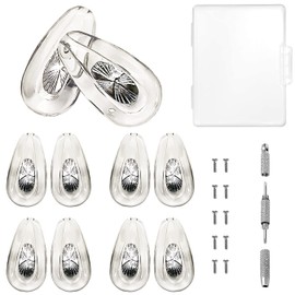 PTSLKHN Eyeglass Nose Pads, Upgraded Metal Core 15x8mm Soft Silicone Air Chamber Glasses Nose Pads, Screw-in Anti-Slip Glasses Nose Pads Replacement Kit (5pairs-Silver) | PTSLKHN