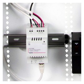 Legrand - OnQ Half Width DIN Rail, Structured Media Enclosure, Mounting Bracket with DIN Rail Supports Mounting up to 3 Nuvo P600 Players, Nickel, AC1043