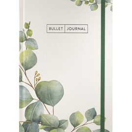 Bullet Journal "Leaves" 05 with Original Tombow TwinTone Dual-Tip Marker 86 Mint Black with Dot Grid, Pages for Index, Key and Future Log as well as Pen Holder and Practical Closure Strap