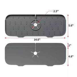 Silicone Kitchen Faucet Handle Splash Catcher Tray, Faucet Water Catcher Mat, Drip Protector Gaurd, Countertop Kitchen Faucet Splash Guard, Sink Draining Pad For Faucet, Countertop Quartz, Granite