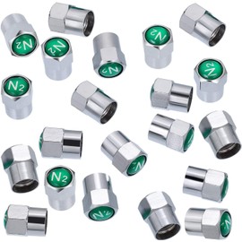 Tatuo 20 Tapas de válvula de neumático de latón de Metal a Prueba de Polvo para válvulas de neumáticos de automóviles, válvulas de neumáticos, Logotipo de señal de nitrógeno N2 en la Parte Superior