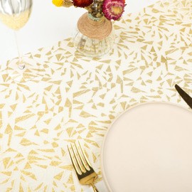 WELTRXE Table Runner, 28cmx5m Gold Runner for Table, Reusable Festival Gift Ribbon, Double Sided Metallic Polyester Non-woven Fabric Roll, Wedding Party Dinner Christmas Decoration Floral Wrapping