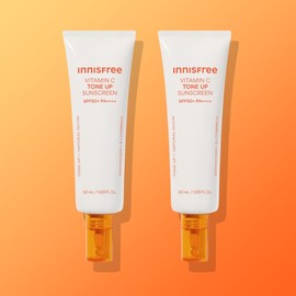 innisfree [더블구성/광노화케어] 비타민C 잡티 톤업 선크림 SPF 50+ PA++++ (미백,UV에이징) 50ml, 2개