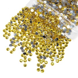 qiipii 2800PCS 4mm Crystal Yellow Resin Rhinestones for Crafting Light Yellow Flatback Stones Bulk SS16 Non-Hotfix Diamonds Crystals Gems Charms for Nails Face Eyes Makeup Tumblers Bottles DIY Crafts