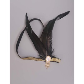 Rumtock Black Flapper Hair Accessories with Rhinestones Beads Applique Headband Tassels Hair Jewelry 20s Party Hair Piece