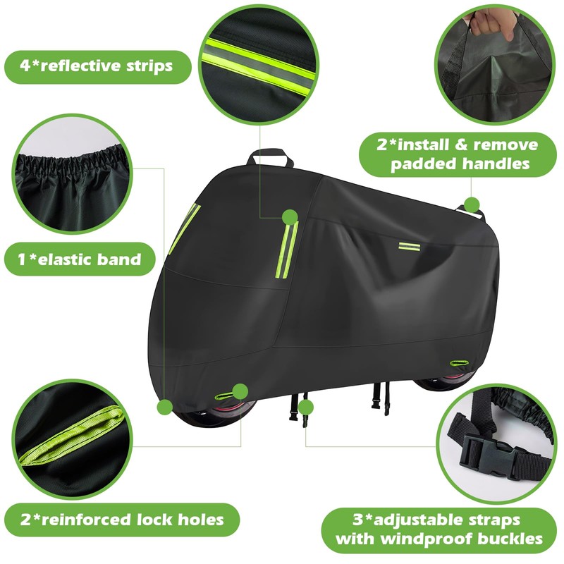 KALINCO Motorcycle Cover, 600D Waterproof Outdoor Motorcycle Cover, All Weather