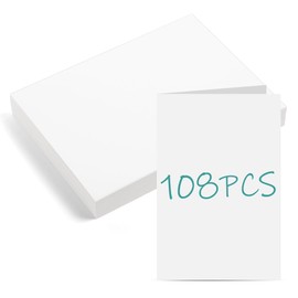 OFFCUP Postcard Paper Cardstock, 108pcs Blank Message Paper, 210gsm 10 * 15cm White Blank Post Cards (Both Sides Blank) Folded Index Cards Set Blank for DIY, Printable Postcards Set, Right Angle