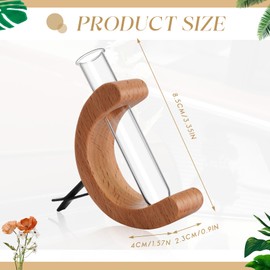 Datanly 4 Pcs Mini Glass Car Flower Vase Clip Holder Car Propagation Vase Vent Clip Plant Holder Auto Glass Tube for Plants Decor Wooden Ornament Decorations Accessories (Mixed Wood Color)