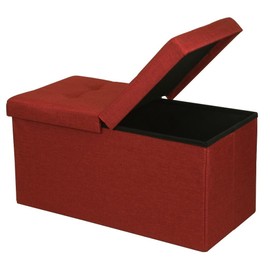 Otto & Ben 30" Storage Ottoman with SMART LIFT Top, Upholstered Tufted Bench, Foot Rest, Ruby Red