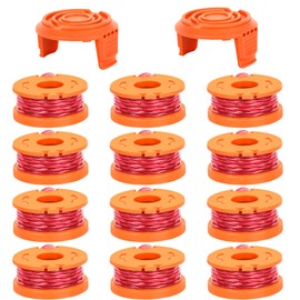 Xgunion Trimmer Spool Line for Worx 14 Pack WA0010 Edger Spools Replacement for Worx Weed Eater String Suitable for Worx String Trimmers(12 Grass Trimmer Line, 2 Trimmer Cap)