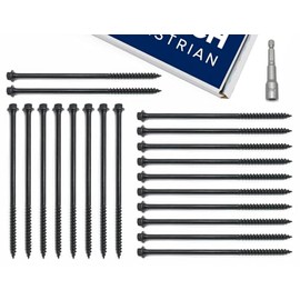 CE Black Sleeper and Decking Screws, Railway Sleeper Fixingswith Free 8mm Hex Bit (150mm, Pack of 25)
