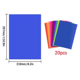 Hitopin Pack of 20 Transparent Coloured Films Gel Colour Filter, 0.3 mm Thick Colour Film Film, Coloured Film Film, 29.7 x 21 cm, for Photo Studio Strobe Flash LED Light Headlight
