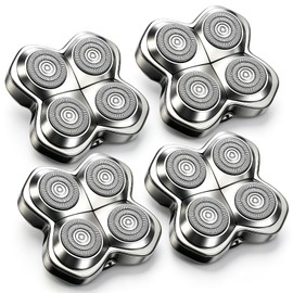 Pro 4 Shaver Replacement Heads for Skulls Pitbulls Series,Gold PRO/Silver PRO/Platinum PRO/Butterfly Kiss PRO Head Shaver (Silver, 4pack)