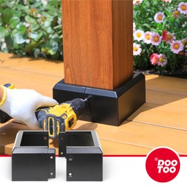 DOOTOO 1 Pack 6"(Actual 5.5"x5.5") Aluminum Deck Post Base Cover, Metal Post Skirt for Deck railings, Stairs, Patios Black