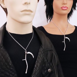 Grim Reaper Sickle with Skull Medieval Renaissance Pendant Necklace