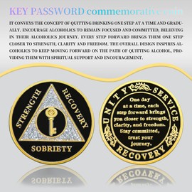 F4godwar Golden Key Sobriety Coin - Inspirational Sober Token - NA AA Chips and Medallions - Year Sobriety Coin - Living Clean Narcotics Anonymous Gifts for Men and Women
