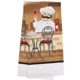 The Spotted Moose Colorful Chef Themed 5 Piece Kitchen Linen Bundle with 2 Dish Towels, 2 Potholders, and 1 Oven Mitt with Bonus Nylon Pan Scrapper(Chef)