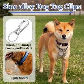 Nogeqi 4PCS Dog Tag Clip for Collar, Heavy Duty Pet Tag Clip, Dog Tag Holder Rings, Mini Carabiner Clip for Pet Collars and Harnesses(Silver, Black)