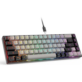 65% Gaming Keyboard, LED Backlit Mini Wired Keyboard, Ultra-Compact Anti-Ghosting No-Conflict 68  Membrane Gaming Wired Keyboard for PC Laptop Windows Gamer(Black-Pink) - Color: Grey-Black