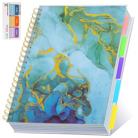 5 Subject Notebook for Work with Removable Dividers Tabs, Large 8.5" x 11 Spiral Lined Notebooks for School Note Taking & Organizer, A4 240 Pages College Ruled Journal for Women & Writing, Blue