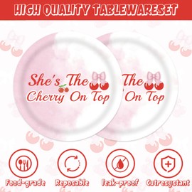 Egami 40pcs Cherry Party Supplies,include 20 Dessert plate and 20 Napkin,Used for Party Decoration (multicolor 7)