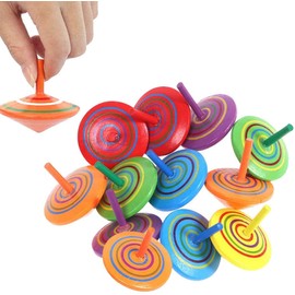 Annhao Pack of 30 Wooden Spinning Tops for Children, Wooden Spinning Tops Toy, Toy Spinning Tops, Party Bags, Children's Birthday Party Favours, Party Bag Filler, for 3-7 Years Old Children (Random