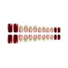 Christmas Fake Nails Short Square Wine Red Winter Press on