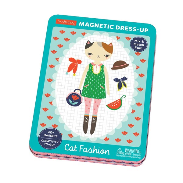 Mudpuppy Cat Fashion Magnetic Figures, 6 x 8 x 1",for 72 months to 120 months