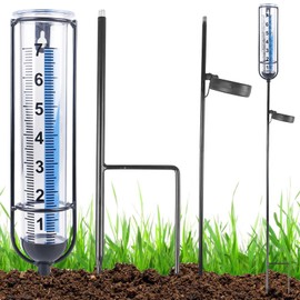 Rain Gauge for Outdoor Use, Frost-Proof Rain Gauge, Outdoor Rain Gauge, Rainwater Meter, Rainfall Meter, Solar Energy Rain Gauge for Garden, Lawn, Patio
