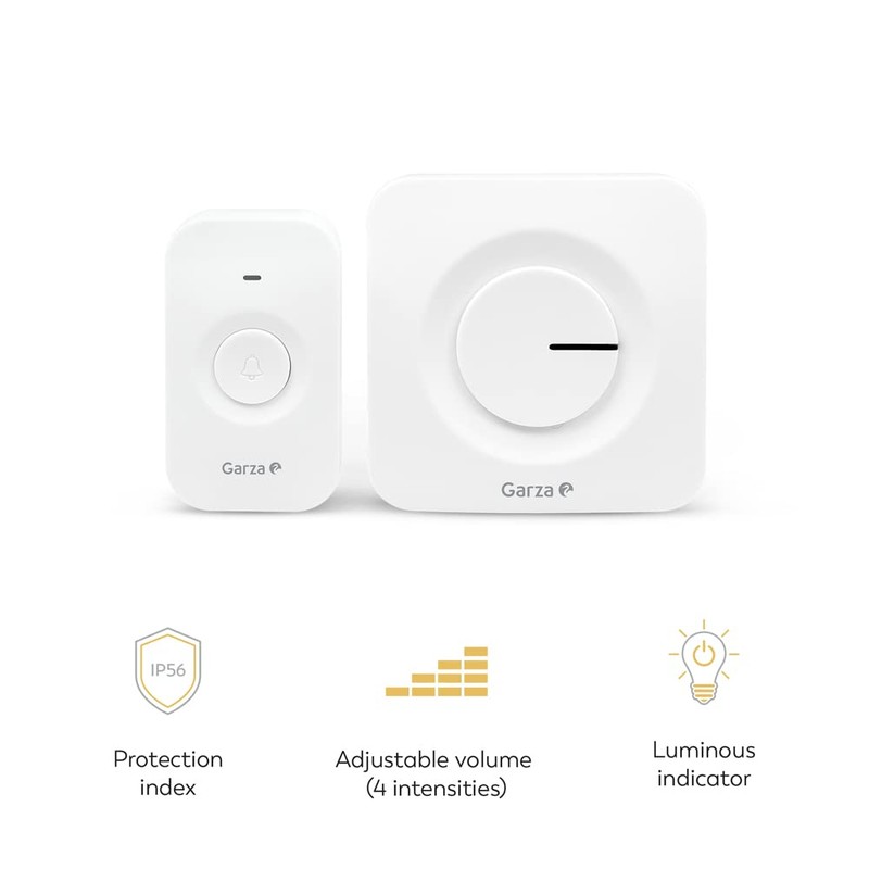 Garza - Portable Wireless Doorbell 1 Push Button + 1