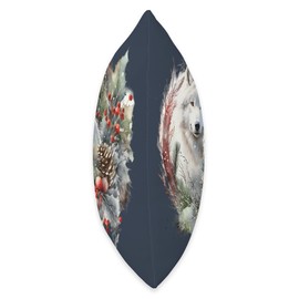 Jill Bretherton Christmas Wreath Design. Holly, red Berries & White Wolves Throw Pillow, 16x16, Multicolor