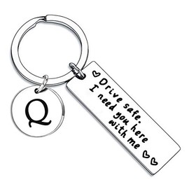 BESPMOSP Appreciation Keychain Drive Safe Keychain A-Z Gifts Father's Day & Birthday Gift for Husband, Dad, Boyfriend