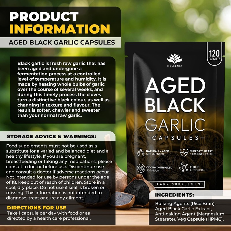 Aged Black Garlic 12,000mg - 120 Capsules | Black Garlic