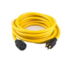 Yodotek 100 FT Heavy Duty Generator Locking Power Cord NEMA L14-30P/L14-30R,4 Prong 10 Gauge SJTW Cable, 125/250V 30Amp 7500 Watts Yellow Generator Lock Extension Cord with UL Listed