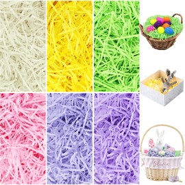 Giaueoa 11OZ (310g) Easter Grass Recyclable Paper Shred Pastel Multicolor for Gift Wrapping, Basket Filling, Easter Egg Hunt, Easter Party Favors (Multicolor)