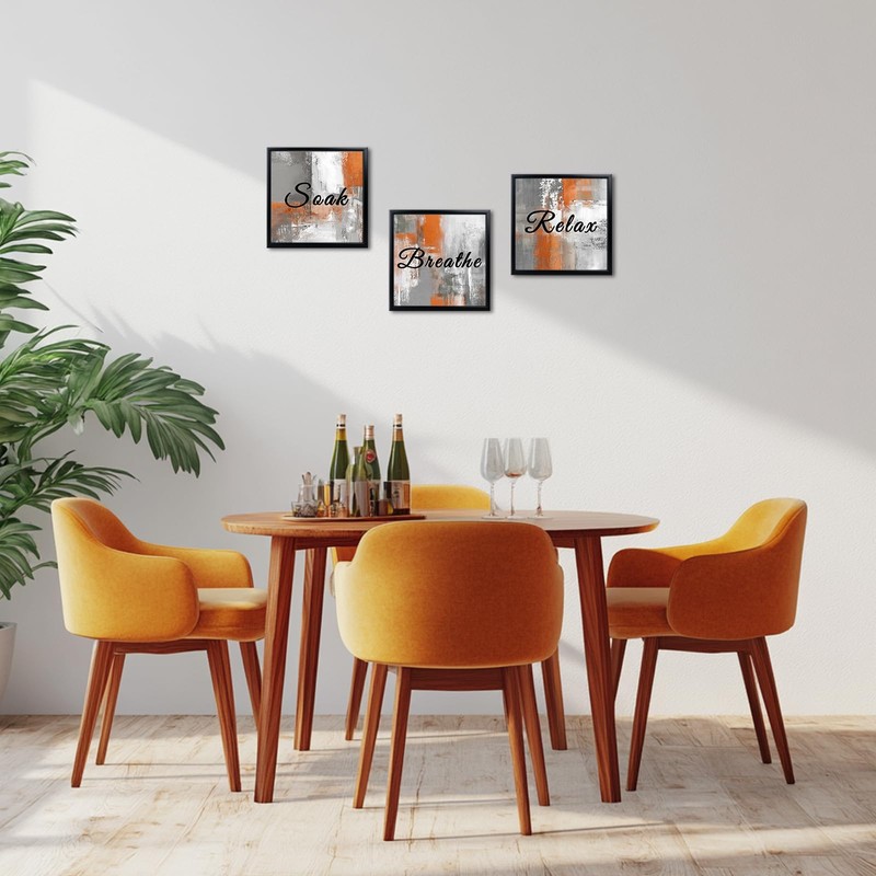 Derkymo 3 Pieces Bathroom Picture Wall Decor Breathe Relax Soak