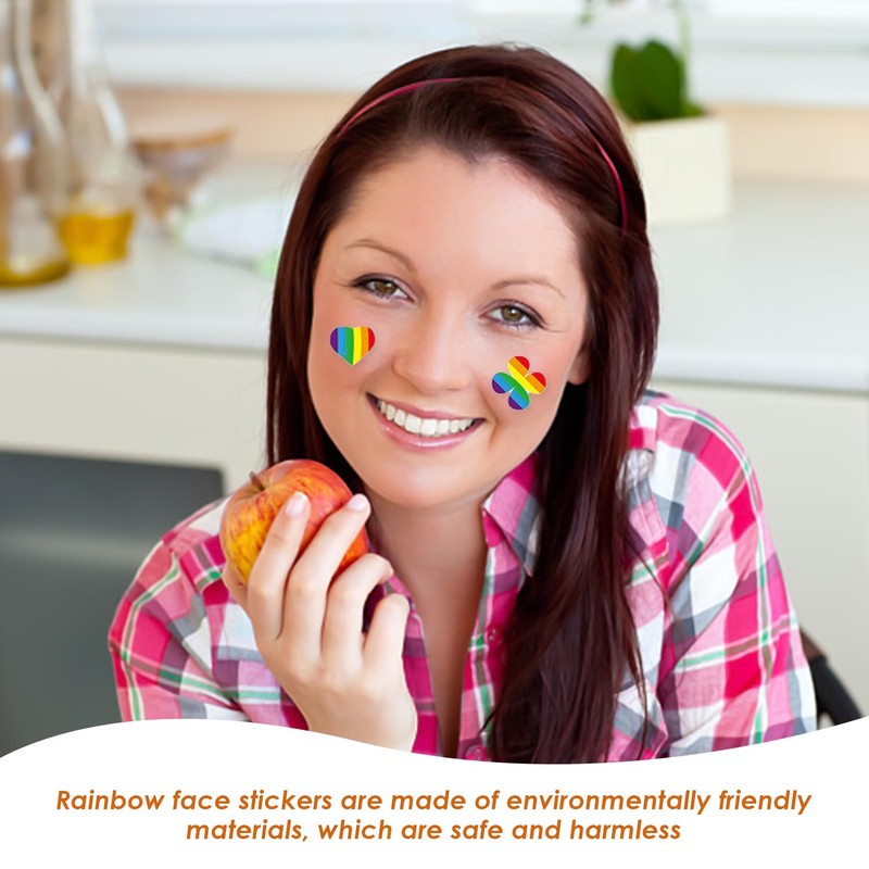 1 Heart Rainbow Tablecloth, 10 Rainbow Face Stickers, Pride Party