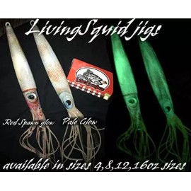 Lingcod jigs New LivingSquid lure glow jigging slow pitch fall flat bluefin tuna - 4oz, color -Pale Glow