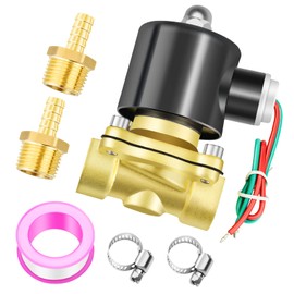 ERGAOBOY 1/2 inch BSP 12 V brass electric solenoid valve with plug-in connection, suitable for water, air, fuel, gas closed