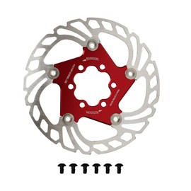 Bike Disc Brake Rotor, 140mm 160mm 180mm 203mm Bike Brake Disc with 6 Bolts - Replacement Large Hollow Bike Floating Brake Disc for Road Bike BMX Red (140mm)