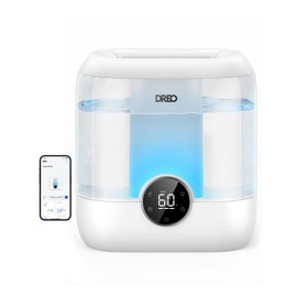 Dreo Smart Humidifiers for Bedroom, 6L Top Fill Supersized Cool Mist Humidifier for Large Room, 60 Hour Runtime, Quiet Ultrasonic Humidifiers for Plants, Baby, Indoor, Home, Night Light, White